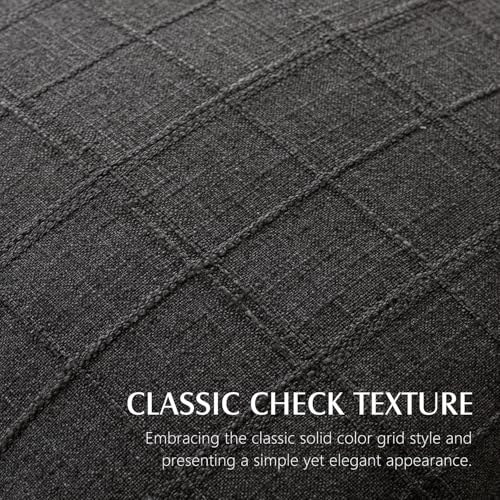 Foindtower Set of 1 Decorative Linen Check Throw Pillow Cover Neutral Farmhouse Vintage Cushion Cover Modern Boho Home Decor for Sofa Chair Couch Bedroom Living Room Outdoor,16×16 Inch,Charcoal - color: Charcoal, size: 16" x 16" (Pack of 1)