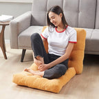 Degrees of Comfort Meditation Floor Pillow Set of 2, Square Large Pillows Seating for Adults, Tufted Corduroy Cushions for Balcony Outdoor Tatami Living Room, Orange Yellow, 22x22