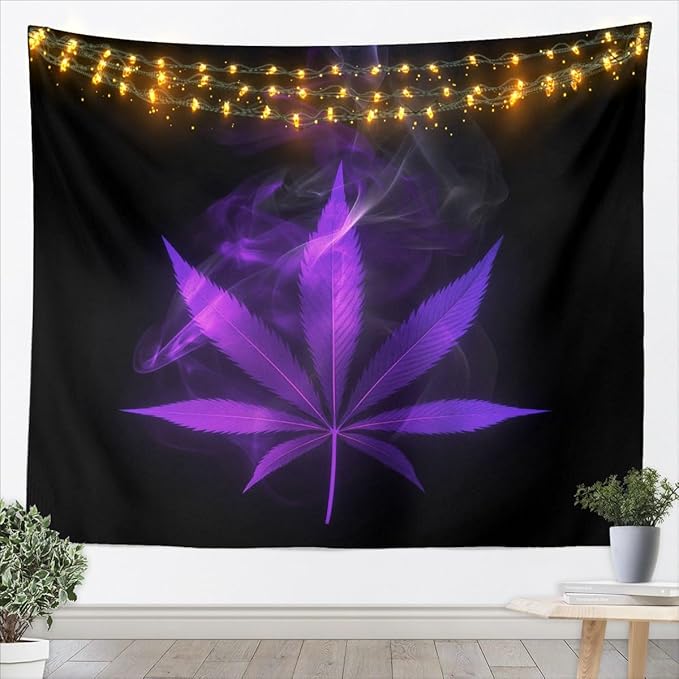 Erosebridal Wall Hangings Leaves Tapestries Bohemian Chic Smoky Leaves Botanical Tapestry Gothic Nature Plant Tapestry Black Decorative Small 51x59