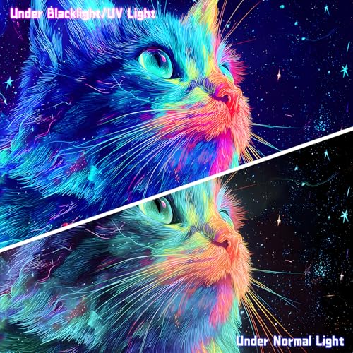 AOHMPT Blacklight Tapestry Glow in the Dark Tapestry Cat Design 79'' × 59'' Inch Wall Hanging Decor for Bedroom Living Room - color: Cat, size: 79"L x 59"W