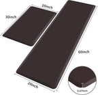 HappyTrends 2 PCS Kitchen Mat Cushioned Anti-Fatigue Floor Mat, Heavy Duty Ergonomic Comfort Foam Standing Mat, 20"x30"+20"x60",Chocolate