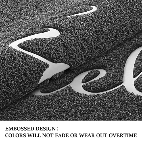 Door Mat (30"x17.5",Dark Grey), Welcome Mat Low Profile Front Doormat Non Slip Mats for Entryway, Patio, High Traffic Areas - color: Dark Grey-hello, size: 1'6" x 2'6" (Rectangular)