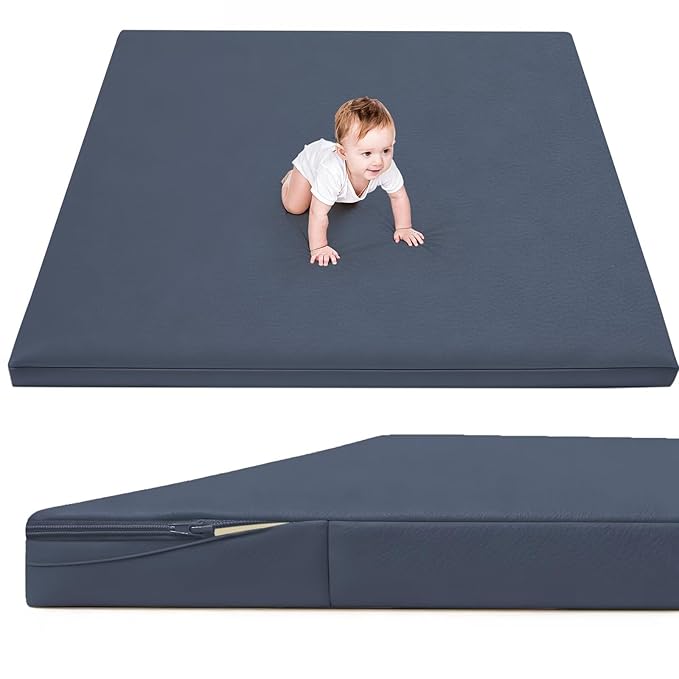 Waterproof Baby Play Mat for Floor Memory Foam 59 * 71 Cushion Playpen Playmat Tummy Time Crawling Mat Nursery Rug Thick Pad Create Soft & Safe Area for Infants,Toddler,Kids,Navy