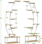 Plant Stand Shelf Rack Indoor with 8 Built in Grow Light, 10 Tiered 65" Tall White Large Lighted Half Moon Curved Plant Stand for Indoor Growing, 2 Pack Arch Sturdy High Herb Shelving