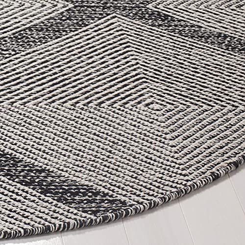 SAFAVIEH Montauk Collection 4' Round Black MTK821D Handmade Cotton Entryway Foyer Living Room Bedroom Kitchen Area Rug - color: Black, size: 4' (Round)