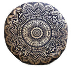 CRAFT KALA 32" Large Round Bohemian Floor Pillow Cover Boho Pouf Cover Mandala Meditation Room Pillows Cover Adults Seating Poufs Cushion Cover for Kids Reading Playroom Black Gold Ombre - color: Black Gold Ombre