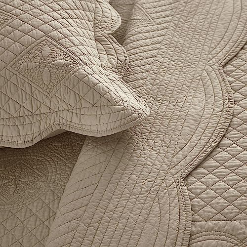 Calla Angel Sage Garden Luxury Pure Cotton Matelasse Quilted Pillow Sham, Standard, 20x26, Coffee - color: Coffee, size: Standard