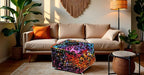 CRAFT KALA Square Mandala Floor Pillow Cushion Cover Seating Throw Cover Hippie Decorative Bohemian Ottoman Cover Poufs Pom Pillow Cases Boho Cotton Living Room Home Décor 22X22X14 inches, Multi Star