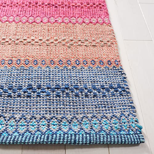 SAFAVIEH Montauk Collection Runner Rug - 2'3" x 9', Blue & Red, Handmade Flat Weave Boho Stripe Cotton, Ideal for High Traffic Areas in Living Room, Bedroom (MTK851M) - color: Blue/Red, size: 2'3" x 9' (Runner)