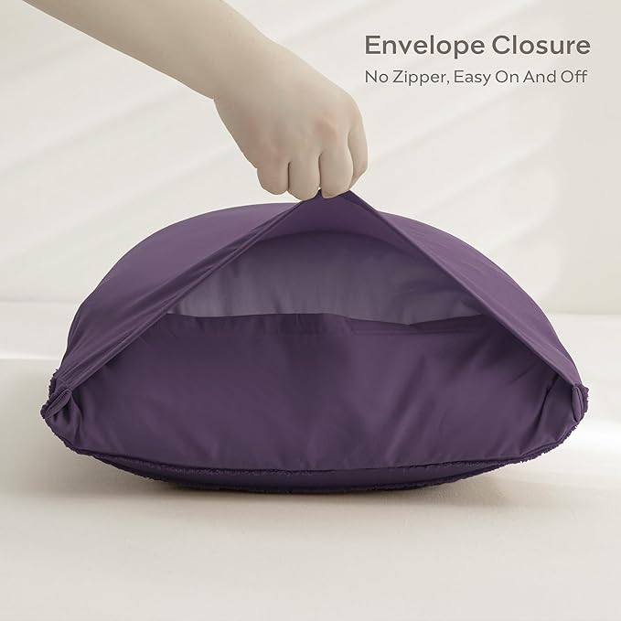 JELLYMONI Pillowcases Standard Size Purple 2 Pack Boho Striped Bed Pillow Covers 20x26in Polyester Envelope Pillow Shams Tufted Bohemian Textured (Pillows are not Included)