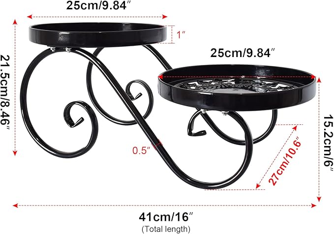 TLBTEK 2 tier Metal Plant Stand,Black Round Potted Planter Stands Indoor Outdoor ,Multiple Modern Flower Pot Stand Holder Rack Display for Home,Kitchen,Patio,Garden, Corner, Balcony and Bedroom