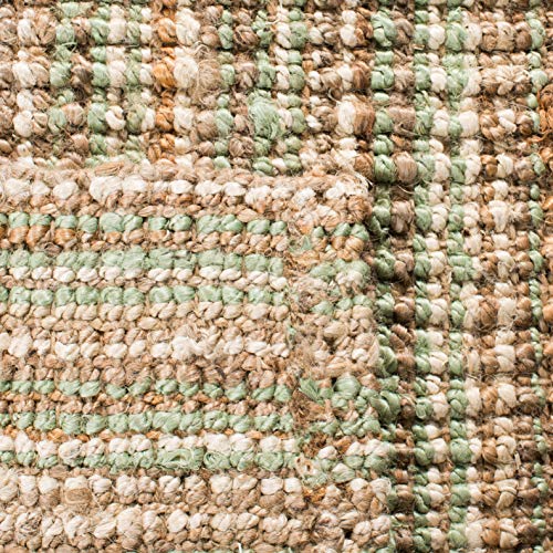 SAFAVIEH Natural Fiber Collection Area Rug - 2'6" x 4', Sage & Natural Brown, Handmade Jute, Farmhouse Style, Chunky Textured Thick Pile (NF447S) - color: Sage/Natural, size: 2'6" x 4' (Rectangular)
