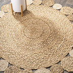 JONATHAN Y Eden Jute Hippie Circle Natural 5' Round Indoor Area Rug, Natural-Fibers, Geometric, Easy-Cleaning for Living Room, Bedroom, Kitchen, Pet Friendly, Non-Shedding (RNF102A-5R) - size: 5' (Round)