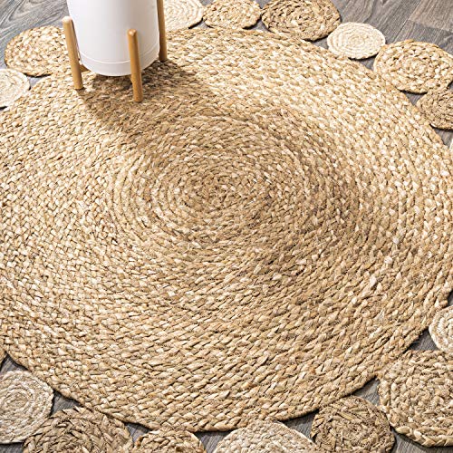 JONATHAN Y Eden Jute Hippie Circle Natural 8' Round Indoor Area Rug, Natural-Fibers, Geometric, Easy-Cleaning for Living Room, Bedroom, Kitchen, Pet Friendly, Non-Shedding (RNF102A-8R) - size: 8' (Round)