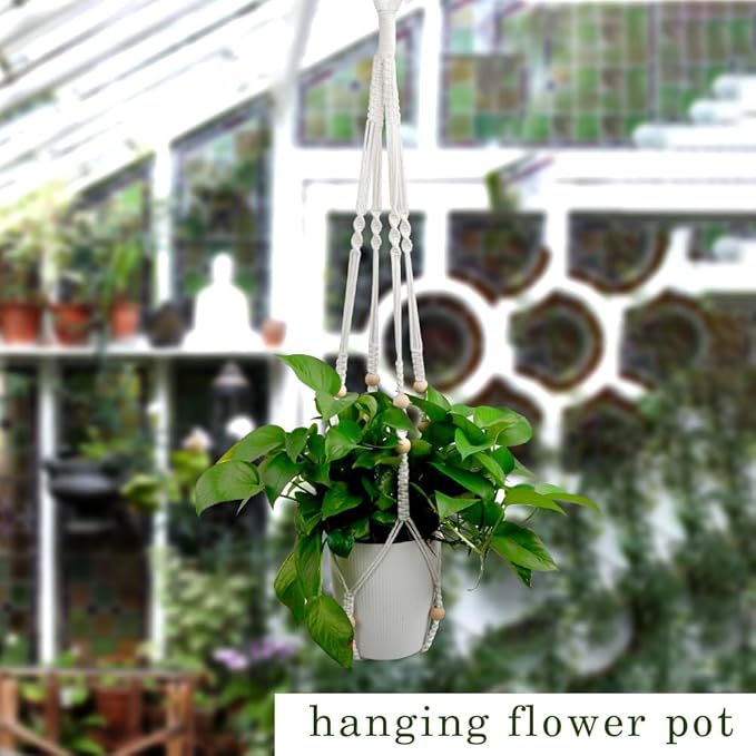 Hanging Planter for Indoor Plants,Macrame Plant Hanger,Plant Hanger,Hanging Plant Holder,Plant Hangers,Plant Hangers Indoor,Plant Holder,Macrame Plant Hangers Indoor with 12 Wood Beads