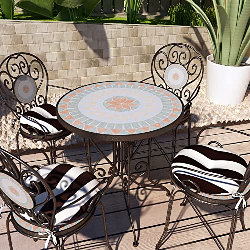 LVTXIII Outdoor Bistro Chair Cushions, 15"x15"x4" Round Patio Chair Cushions, All Weather Tufted Seat Cushions for Patio Furniture Use, Set of 2, Cabana Black - color: Cabana Black
