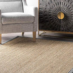Nuloom Elijah Dark Grey/Natural, 4' x 6', Basketweave, Seagrass, Soft and Textured, High Traffic, Stain Resistant, Easy Clean, Durable Area Rug for Bedroom, Living Room, Dining, Den, Foyer, Entryway - color: Dark Grey, size: 4' x 6' (Rectangular)