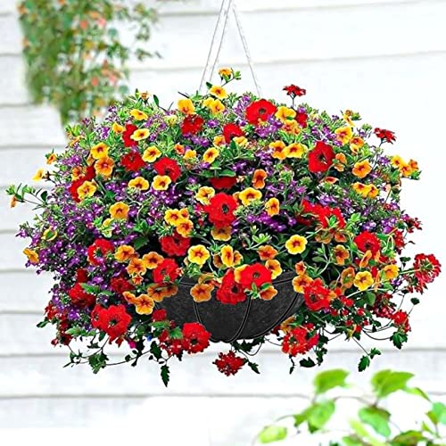 Riare 8 Pack 14 Inch Round Fabric Planter Basket Liner- Hanging Basket Liners Replacement Coco Fiber Liner Alternative for Hanging Basket Flowers (Prevent Birds from Nesting) - size: 14inch