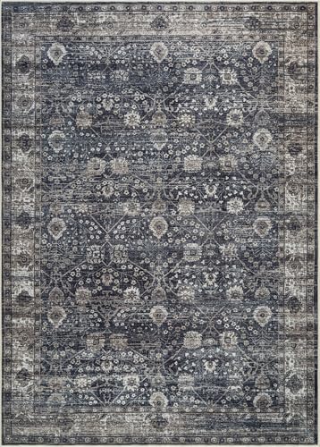Bloom Rugs Washable Non-Slip 2' x 3' Rug - Black/Brown Traditional Oriental Area Rug for Living Room, Bedroom, Dining Room, and Kitchen - Exact Size: 2' x 3' - color: Black / Brown, size: 2' x 3' (Rectangular)