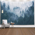 EMMTEEY Forest Wall Hanging - Misty Foggy Mountain Landscape with Fir Nature - 80x60 Inches - Mens Tapestry for Bedroom & Living Room