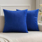 MIULEE Velvet Throw Pillow Covers 20x20 Inch, Pack of 2 - Royal Blue, Soft Solid Decorative Pillow Covers Cushion Cases Modern Luxury Home Decor for Couch Sofa Bedroom Livingroom