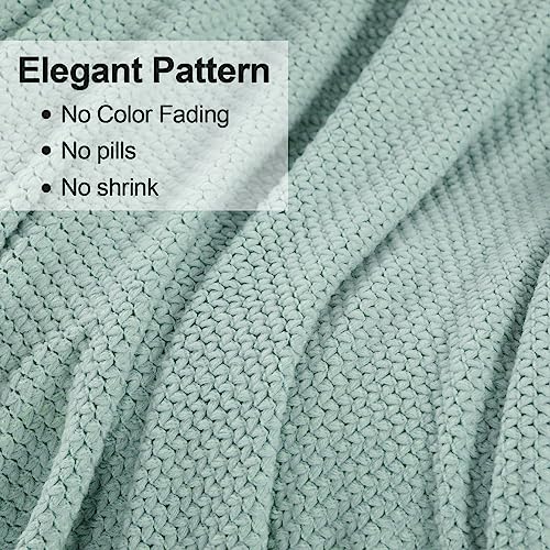 Blagic Knitted Throw Blanket for Couch, Soft Farmhouse Throw Blanket with Tassels,Home Decorative Lightweight Blankets,Spring Throws for Bed/Chair/Sofa,Wheat Textured (Light Blue&White,50" W x 60" L) - color: I-blue & White, size: 50 × 60 in
