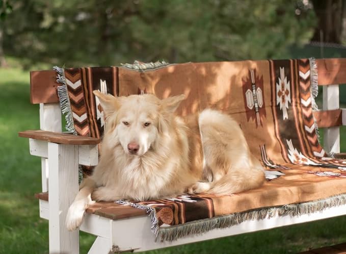 Aztec Throw Blanket Native American Blanket Southwestern Boho Decor Reversible Woven Tassels Mexican Blankets and Throws for Couch Bed Chair Wall Tapestry Livingroom Outdoor Beach Brown 51"x63"