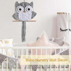 ACEDSGN Macrame Owl Wall Hanging Boho Hippy Decor, Handmade Tapestry Fiber Art Wall Decor for Nursery Bedroom Living Room, Sustainable Gift for Owl Lovers & Nature Fans