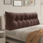 WOWMAX 80% Cotton & 20% Linen Blend Headboard Pillow – King Size Reading Wedge Backrest for Bed, Handmade Firm Support Bolster Cushion with Removable Cover, Premium Bed Rest Pillow, Brown
