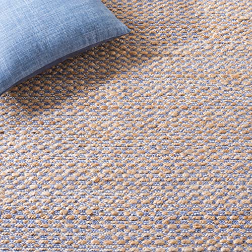 SAFAVIEH Natural Fiber Collection Runner Rug - 2'6" x 8', Natural & Blue, Handmade Farmhouse Boho Coastal Rustic Jute, Ideal for High Traffic Areas in Living Room, Bedroom (NF874M) - color: Natural/Blue, size: 2'6" x 8' (Runner)