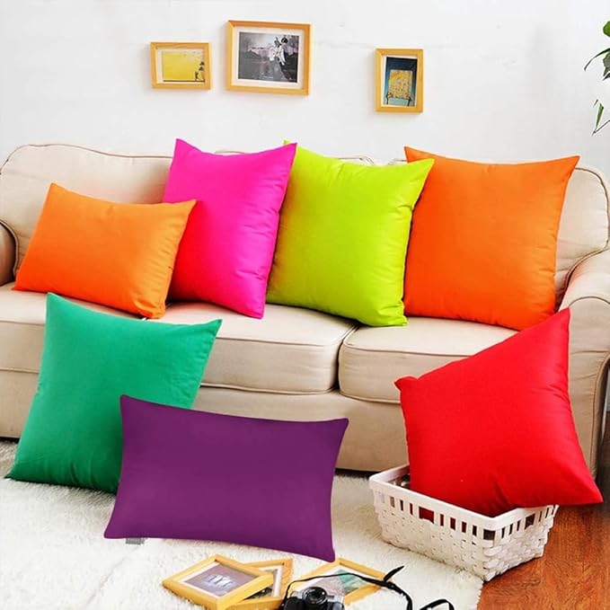 Thmyo 4-Pack 100% Cotton Lumbar Comfortable Solid Decorative Throw Pillow Case Rectangle Cushion Cover Pillowcase DIY Throw Pillowcase(12x20inch/30x50cm,Dark Reddish Purple)