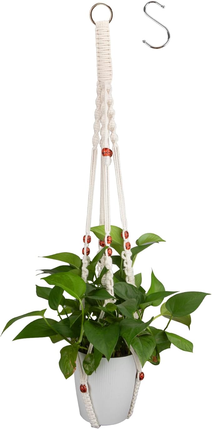 Hanging Planter for Indoor Plants,Macrame Plant Hanger with Colored Wood Beads,Plant Hanger,Hanging Plant Holder,Plant Hangers,Plant Holder,Plant Hangers Indoor,Macrame Plant Hangers Indoor