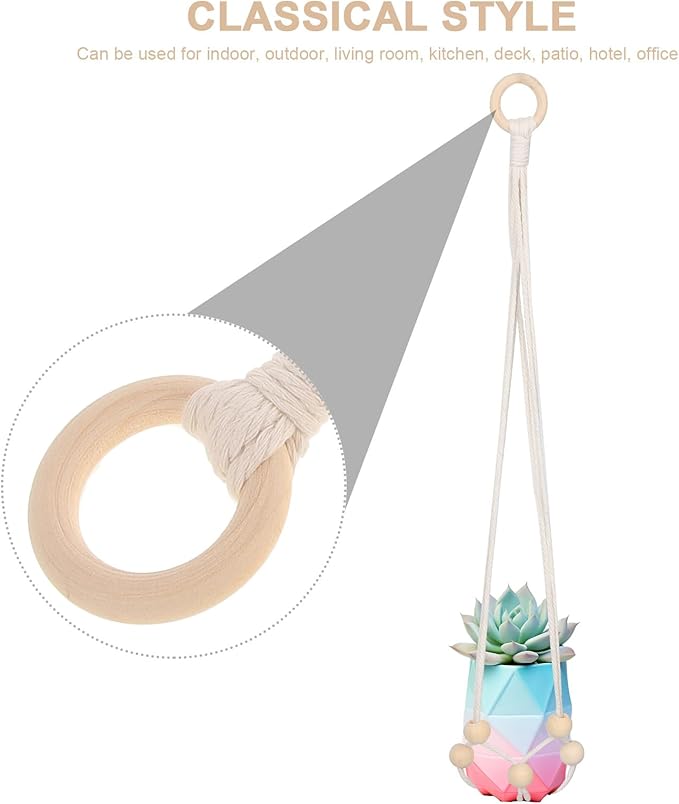 Bohemian Handmade Woven Plant Hanger Indoor Hanging Planter Basket Macrame Plant Holder for Bedroom Decor Rustic Net Pot Holder for Balcony and Home