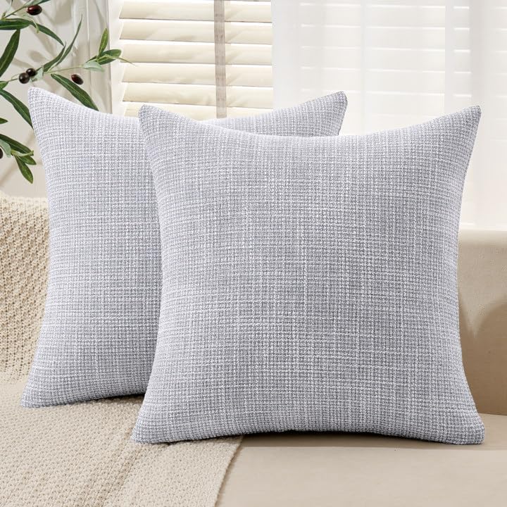 MIULEE Burlap Linen Spring Throw Pillow Covers 20x20 Inch Set of 2 Blue Grey Decorative Pillows Modern Farmhouse Pillowcases Soft Accent Cushion Covers for Couch Sofa Bedroom Livingroom Home Decor - color: Blue Grey, size: 20" x 20" (Pack of 2)