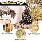 Kate Square Light Gold Sequin Wall Panels Shimmer Wall Birthday Party Backdrop Decorations (Pack of 12) - color: Light Gold