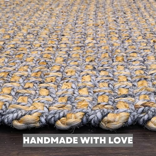 Homespice River Rock Braided Rugs Farmhouse Clearance 4x6 Feet Inches Grey Braided Rug, Bohemian Rugs for Farmhouse Decor - color: River Rock, size: 4' x 6' (Rectangular)