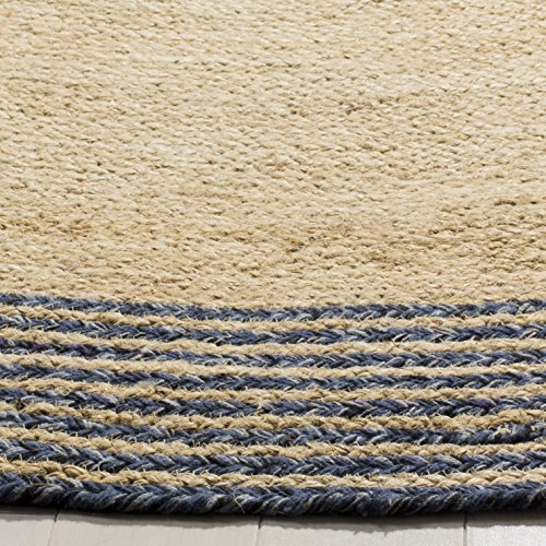 SAFAVIEH Cape Cod Collection Area Rug - 3' Round, Ivory & Blue, Handmade Braided Jute, Ideal for High Traffic Areas in Living Room, Bedroom (CAP204D) - color: Ivory/Blue, size: 3' (Round)
