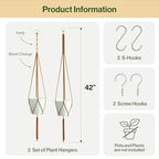 2 Packs Macrame Plant Hanger Colored Braided Polyester Rope Outdoor Indoor Adjustable Hanging Planter for up to 10 Inch Plant Pot Modern Boho Home Decor (Burnt Orange/Ivory)