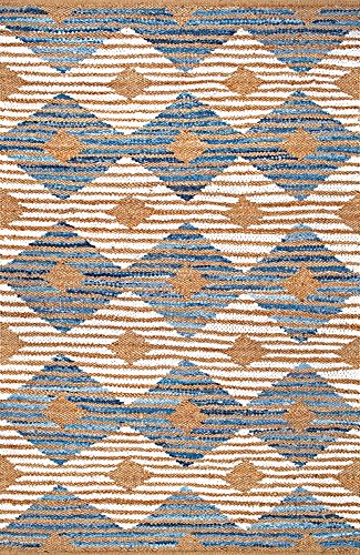 nuLOOM Hand Braided Marla Denim And Jute Diamonds Area Rug, 8x10, Off-white - color: Marla Off-white, size: 7'6" x 9'6" (Rectangular)