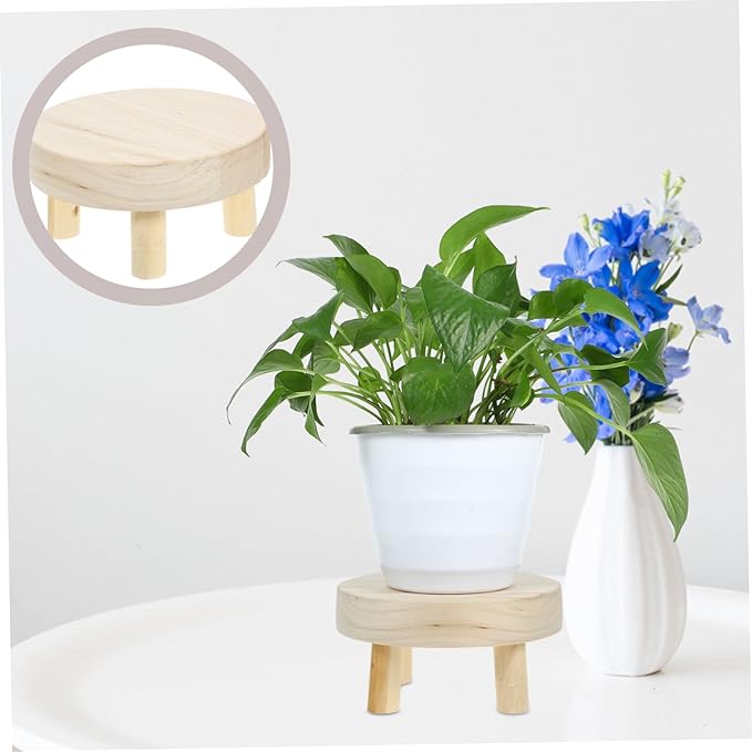 Boho Style Decor Plant Stand Outdoor Indoor Flowerpot Bracket Wooden Plant Riser Bonsai Shelf