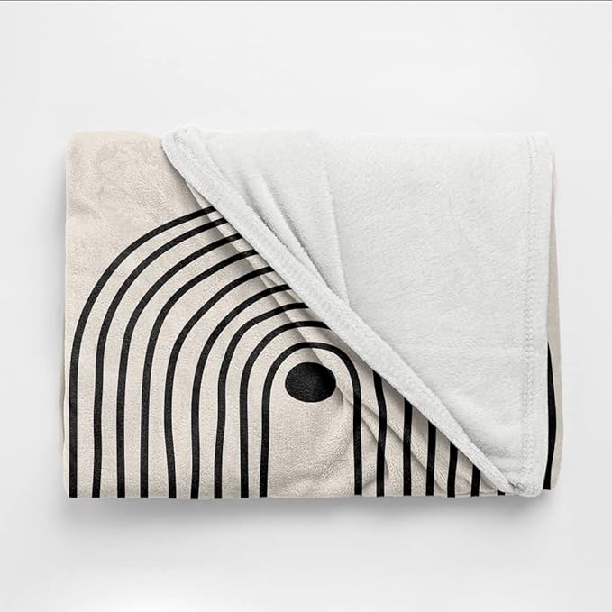 Boho Mid Century Blankets Orange Beige Throws Abstract Modern Aesthetic Bedding Minimalist Sun Leaf Soft Warm Bed Bedding Blankets for Couch Bedroom Sofa Office Cozy Flannel Blanket 40"X50"