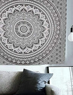 Popular Handicrafts Tapestry Wall Hanging Hippie Ombre Mandala Bohemian Hippy Psychedelic Design Indian Tapestries Bedspread 30 x 40 Inches (76 x 101 cms), Black Grey - color: Black Grey, size: 40"L x 30"W