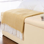 Gealaek Decorative Herringbone Faux Cashmere Throw Blanket Yellow Cheveron Fringe Lightweight Fuzzy Soft Cozy Throws for Sofa Bed Farmhouse Throw Blanket 50" x 60"
