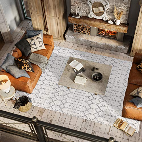 JONATHAN Y Boho Vintage Diamond Cream/Gray Indoor Area Rug 8X10 ft, Moroccan Hype for Living Room, Bedroom, Kitchen, Office, Easy-Cleaning, High Traffic, Pet-Friendly, Non-Shedding (MOH101B-8) - color: Cream/Gray, size: 7'9" x 10' (Rectangular)