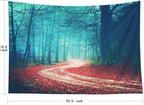 EMMTEEY Misty Forest Tapestry - Autumn Forest Road Red Leaves Pattern - 92.5X70.9 - Perfect for Friends & Families