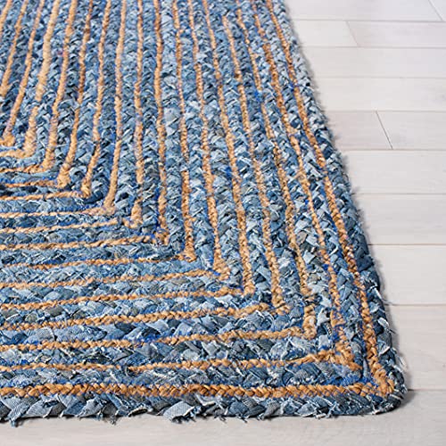 SAFAVIEH Area Rug 2x3 - Cape Cod Collection - Blue & Natural Brown, Handmade Jute & Cotton, Woven Braided Design (CAP202M) - color: Blue/Natural, size: 2' x 3' (Rectangular)
