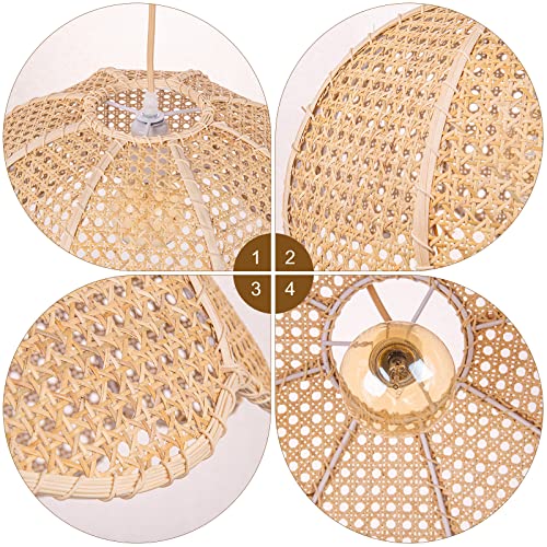 Arturesthome 1 Light Rattan Woven Pendant Light,Hand-Woven Flower Shaped Ceiling Chandelier,Handmade Hanging Lamp Shade for Dining Room Bar Cafe Rustic Decor D 23.6″*12.59″ - size: 23.6" * 12.6"