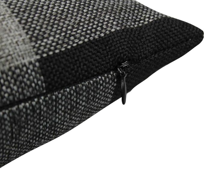 VAKADO Black and Grey Farmhouse Rustic Buffalo Plaid Decorative Throw Pillow Covers Retro Check Home Decor Cushion Cases for Couch Bed Sofa 24x24 Set of 2, Black and Gray