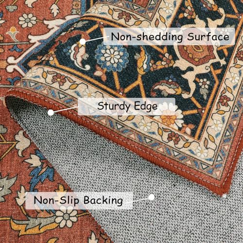 Moynesa Ultra-Thin Washable Area Rug - 2x3 Small Kitchen Rug for Entryway Mat, Oriental Non-Slip Non-Shedding Indoor Floor Carpet for Bathroom Sink Bedroom Living Room Coffee Table Hardwood Floors - color: Brown/Multi, size: 2' x 3'