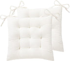 HLOVME Corduroy Chair Cushion with Ties Ultra Soft Warm Floor Cushion for Kids Reading Nook Comfortable Square Seat Cushion for Adult 15.7”x15.7” Set of 2, White